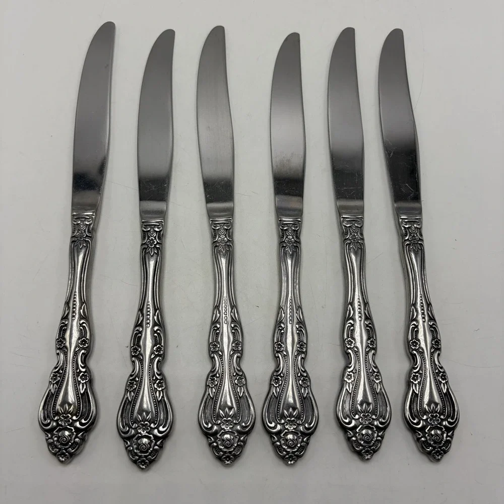 Oneida Michelangelo Dinner Knives Stainless Lot of 6 Silverware